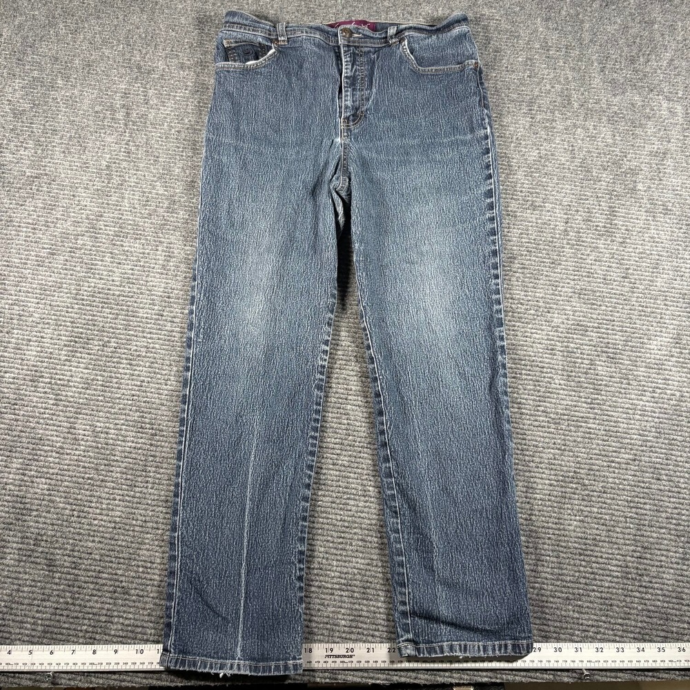 Gloria Vanderbilt Straight Leg Jeans Womens 14 Blue Excellent Slub Denim